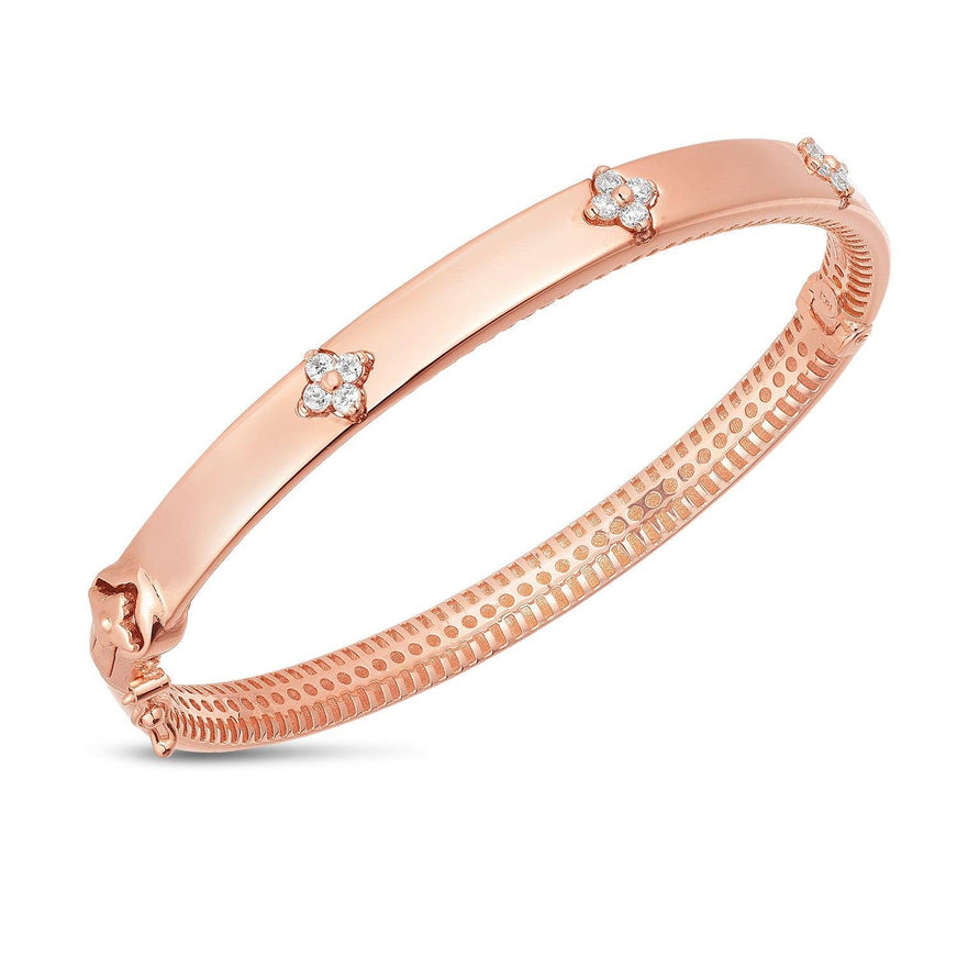 14k Rose Gold Trilogy Diamond Bangle - Ellie Belle