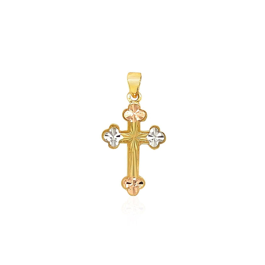 14k Tri Color Gold Cross Pendant - Ellie Belle