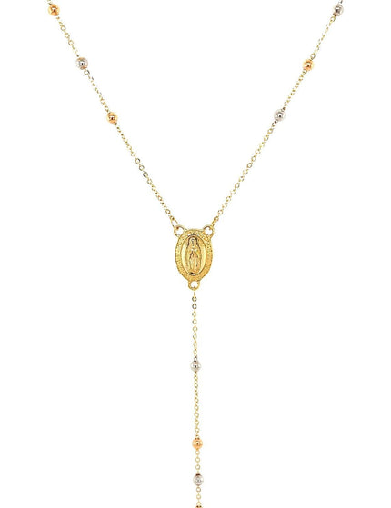 14k Tri Color Gold Lariat Rosary Necklace - Ellie Belle