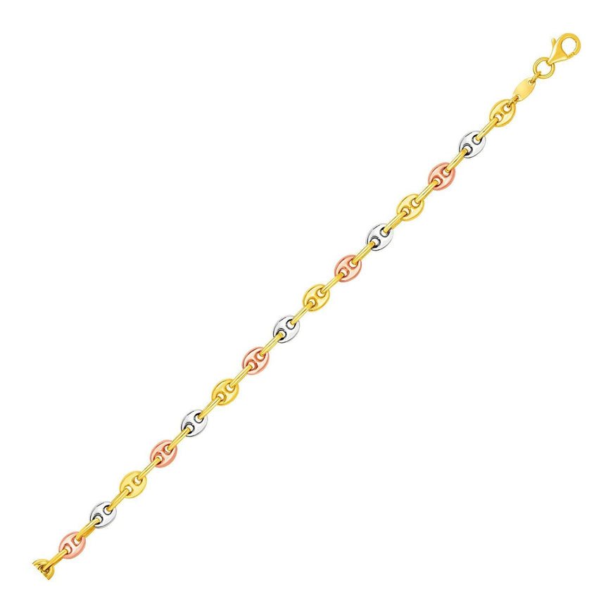 14k Tri Color Gold Mariner Link Bracelet - Ellie Belle