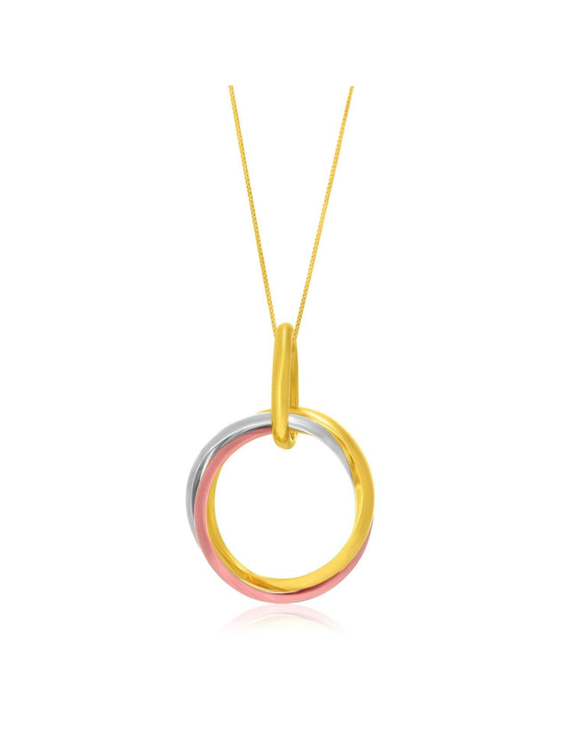 14k Tri-Color Gold Open Interlaced Ring Pendant - Ellie Belle