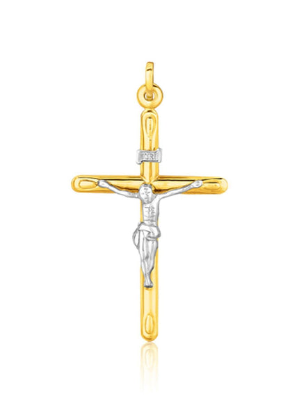 14k Two Tone Gold Cross Pendant - Ellie Belle