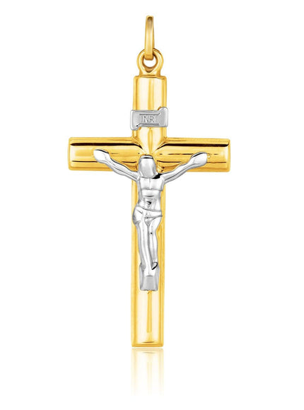 14k Two Tone Gold Cross Pendant - Ellie Belle