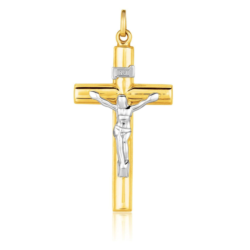 14k Two Tone Gold Cross Pendant - Ellie Belle