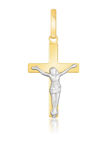 14k Two Tone Gold Crucifix Motif Pendant - Ellie Belle