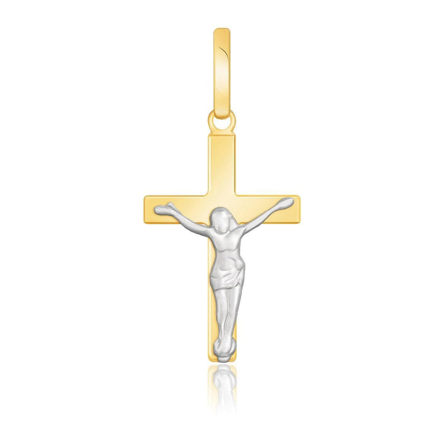 14k Two Tone Gold Crucifix Motif Pendant - Ellie Belle