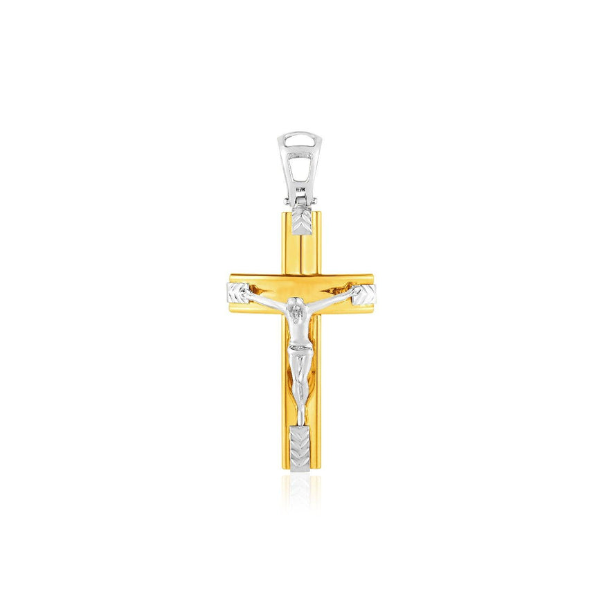 14k Two Tone Gold Crucifix Pendant - Ellie Belle