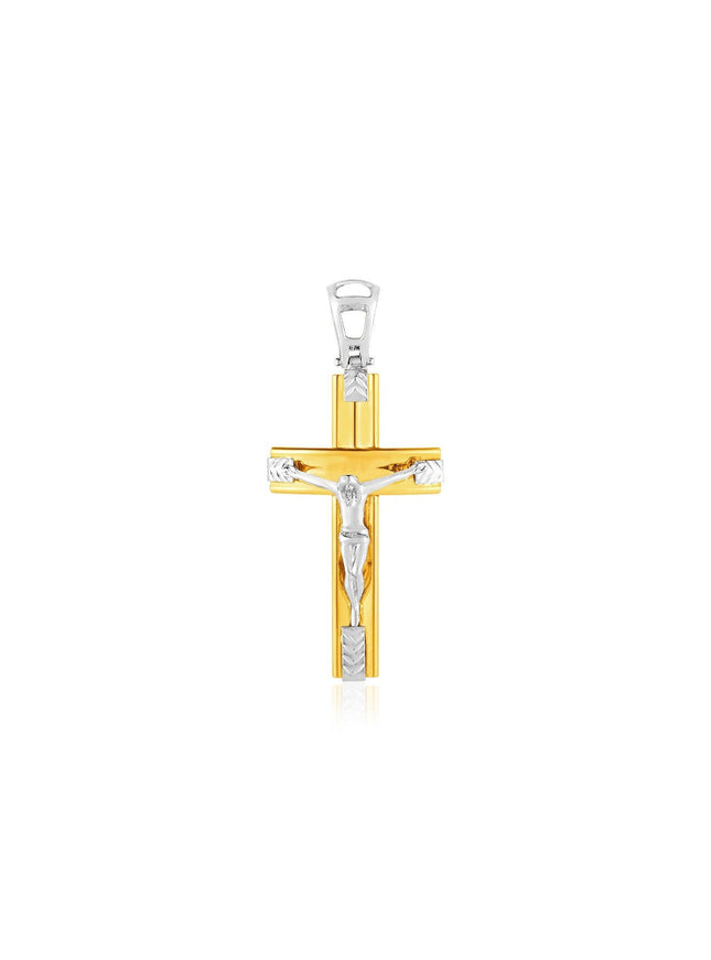 14k Two Tone Gold Crucifix Pendant - Ellie Belle