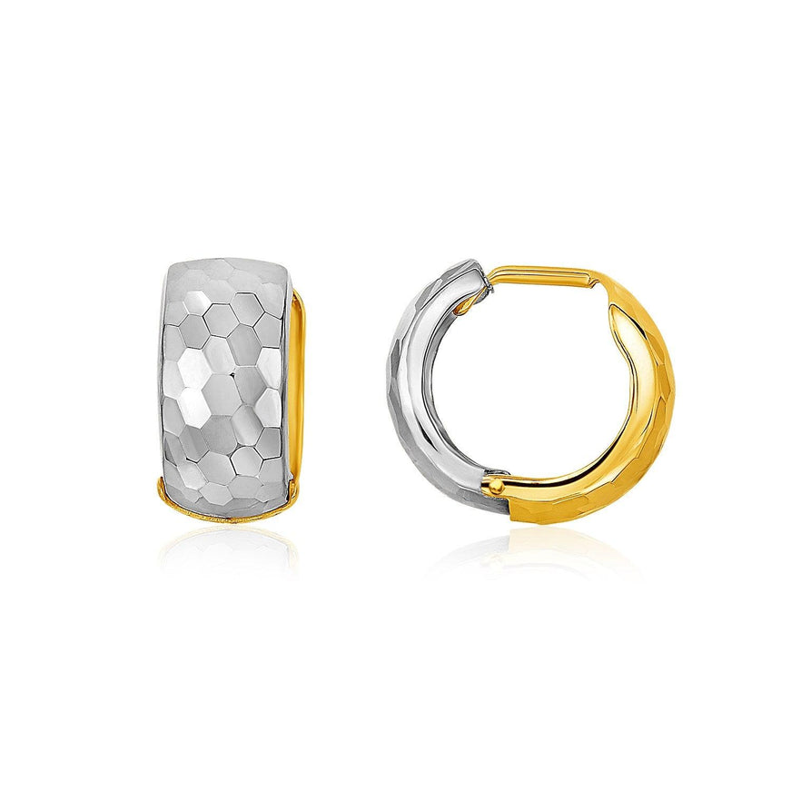 14k Two-Tone Gold Diamond Cut and Interlaced Style Hoop Earrings - Ellie Belle