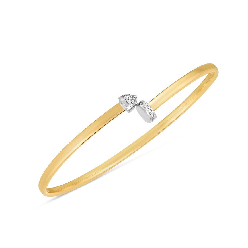 14k Two Tone Gold Diamond Hardware Bangle - Ellie Belle