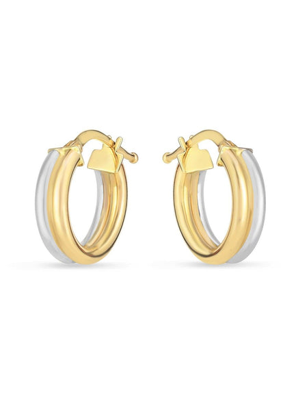 14k Two Tone Gold Double Round Hoops - Ellie Belle