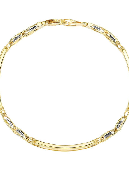 14k Two-Tone Gold Fancy Bar Style Men's Bracelet with Curved Connectors - Ellie Belle