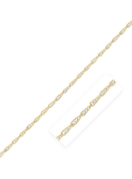 14k Two Tone Gold High Polish Diamond Cut Link Chain (3.2mm) - Ellie Belle