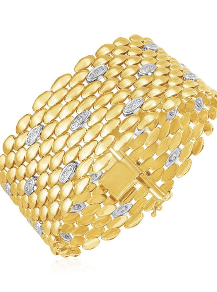 14k Two Tone Gold High Polish Diamond Panther Statement Bracelet - Ellie Belle