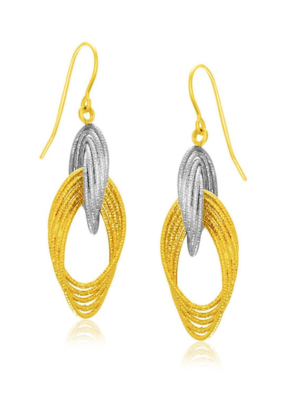 14k Two-Tone Gold Interlaced Multiple Row Earrings - Ellie Belle