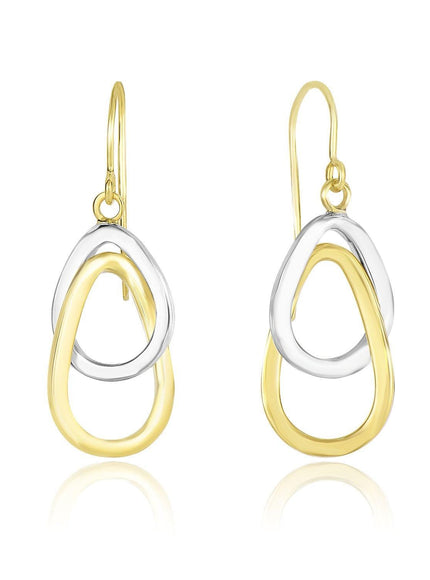 14k Two-Tone Gold Interlaced Open Teardrop Drop Earrings - Ellie Belle