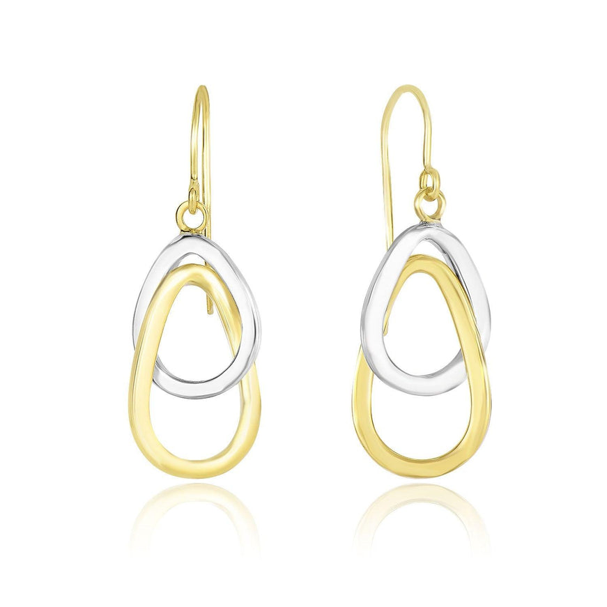 14k Two-Tone Gold Interlaced Open Teardrop Drop Earrings - Ellie Belle