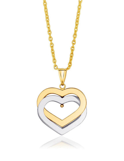 14k Two-Tone Gold Intertwined Hearts Pendant - Ellie Belle