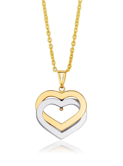 14k Two-Tone Gold Intertwined Hearts Pendant - Ellie Belle