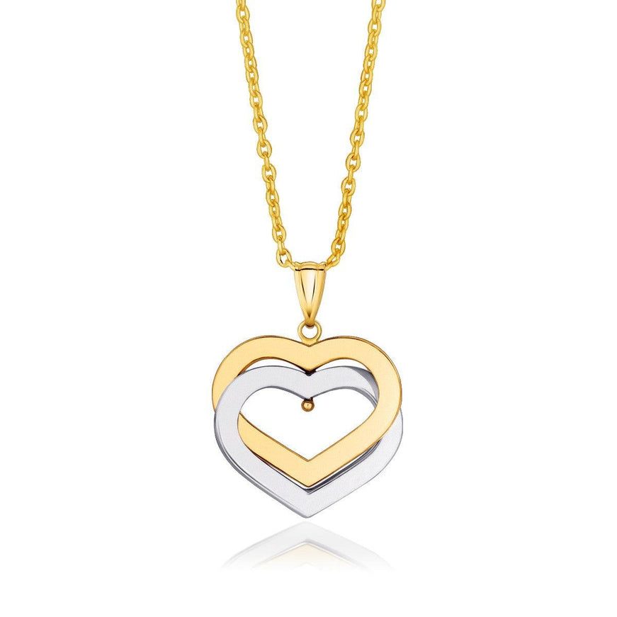 14k Two-Tone Gold Intertwined Hearts Pendant - Ellie Belle