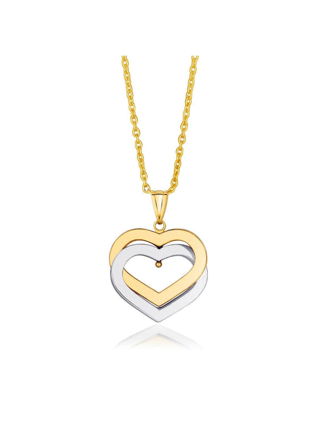 14k Two-Tone Gold Intertwined Hearts Pendant - Ellie Belle