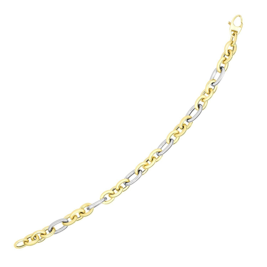 14k Two-Tone Gold Long and Short Style Oval Link Bracelet - Ellie Belle