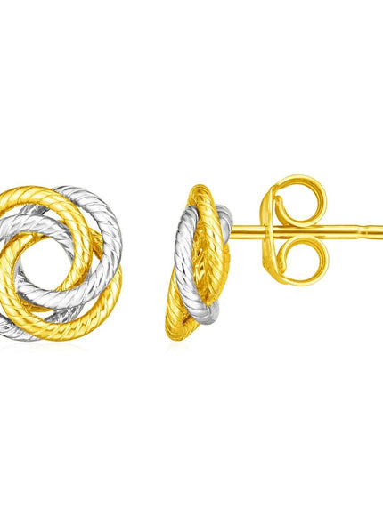 14k Two Tone Gold Love Knot Earrings - Ellie Belle