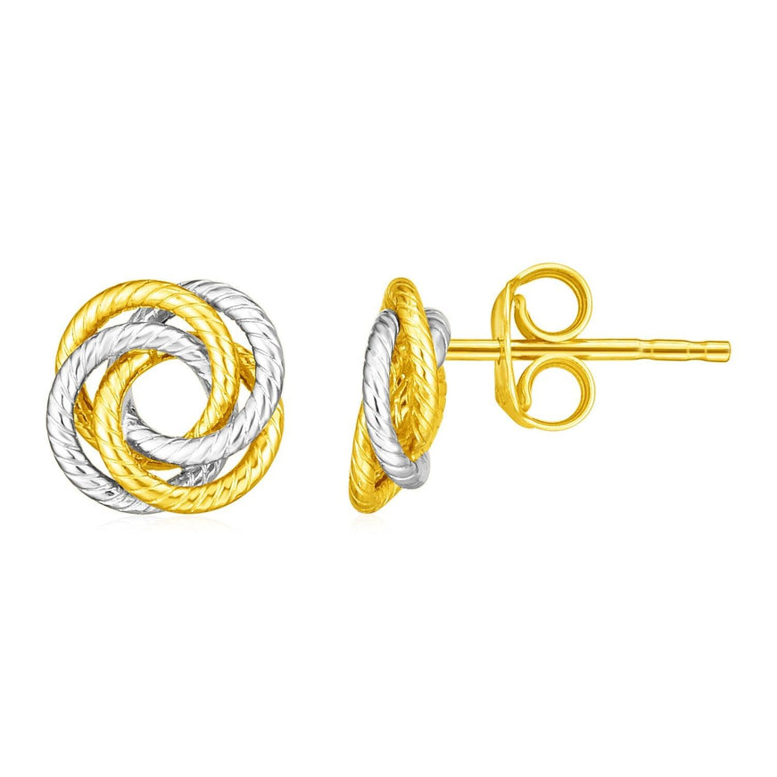 14k Two Tone Gold Love Knot Earrings - Ellie Belle