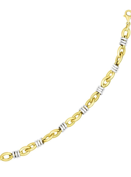 14k Two-Tone Gold Ring-Wrapped Marquis Shape Link Bracelet - Ellie Belle