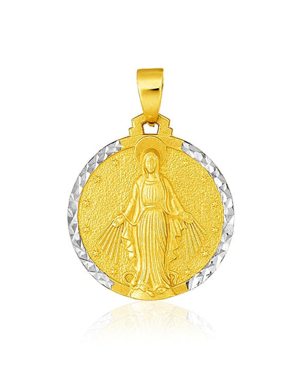 14k Two Tone Gold Round Religious Medal Pendant - Ellie Belle