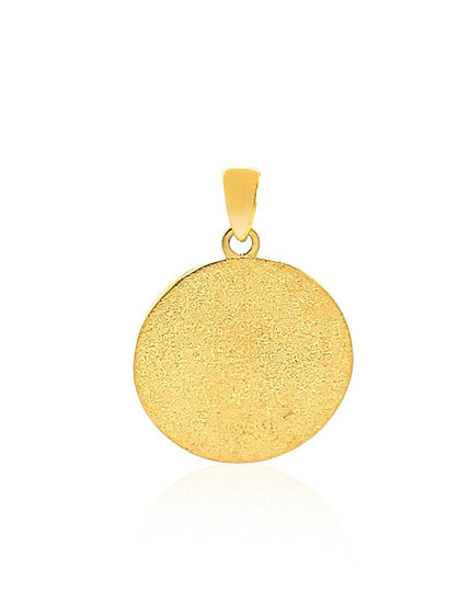 14k Two Tone Gold Round Textured Religious Medal Pendant - Ellie Belle