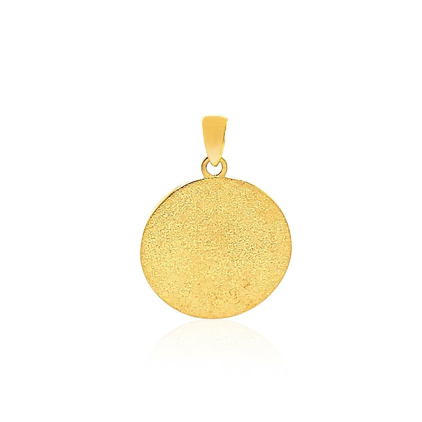 14k Two Tone Gold Round Textured Religious Medal Pendant - Ellie Belle