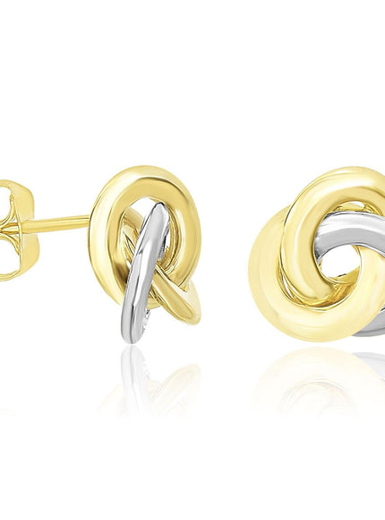 14k Two-Tone Gold Shiny Intertwined Open Circle Earrings - Ellie Belle