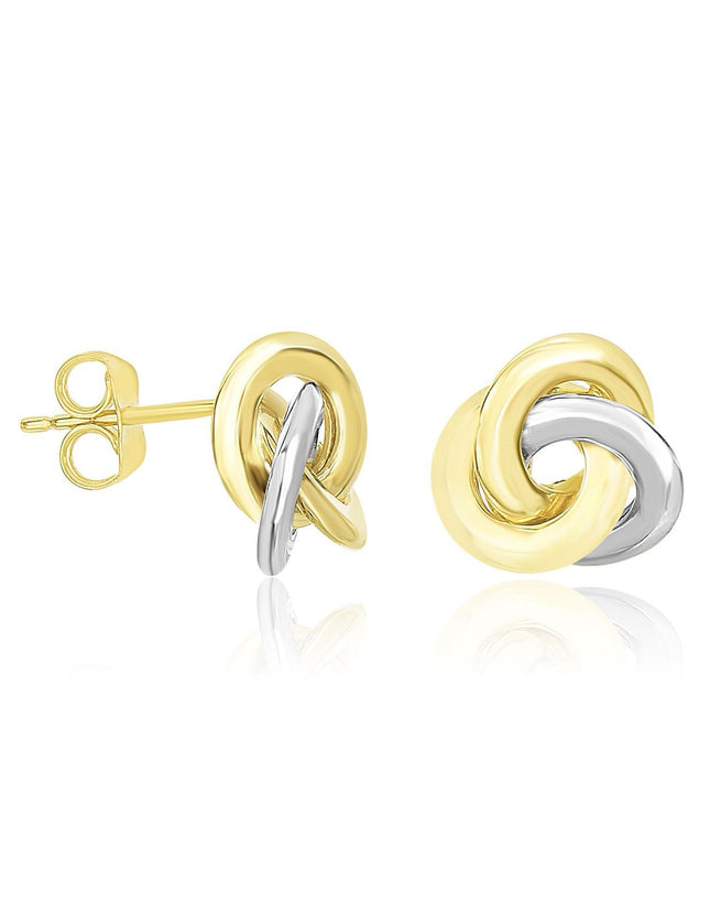 14k Two-Tone Gold Shiny Intertwined Open Circle Earrings - Ellie Belle