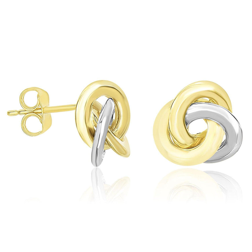 14k Two-Tone Gold Shiny Intertwined Open Circle Earrings - Ellie Belle