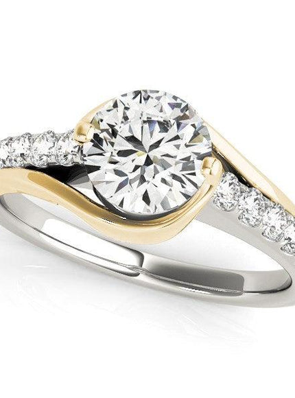 14k Two Tone Gold Split Shank Style Diamond Engagement Ring (1 1/4 cttw) - Ellie Belle