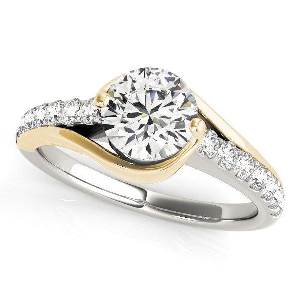 14k Two Tone Gold Split Shank Style Diamond Engagement Ring (1 1/4 cttw) - Ellie Belle