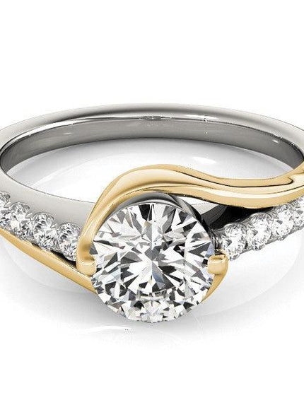 14k Two Tone Gold Split Shank Style Diamond Engagement Ring (1 1/4 cttw) - Ellie Belle