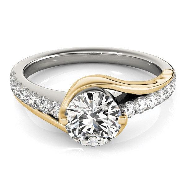 14k Two Tone Gold Split Shank Style Diamond Engagement Ring (1 1/4 cttw) - Ellie Belle