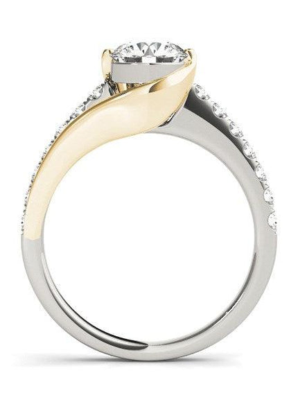 14k Two Tone Gold Split Shank Style Diamond Engagement Ring (1 1/4 cttw) - Ellie Belle