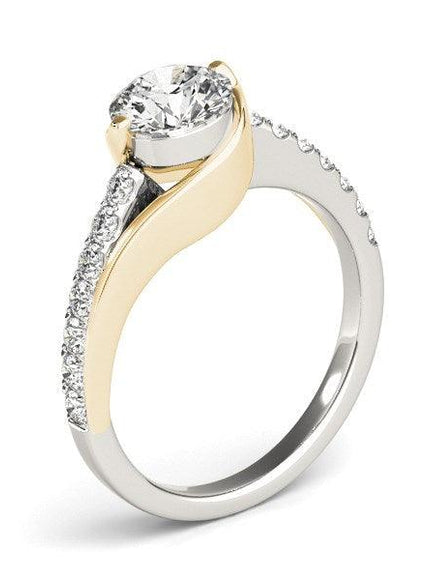 14k Two Tone Gold Split Shank Style Diamond Engagement Ring (1 1/4 cttw) - Ellie Belle