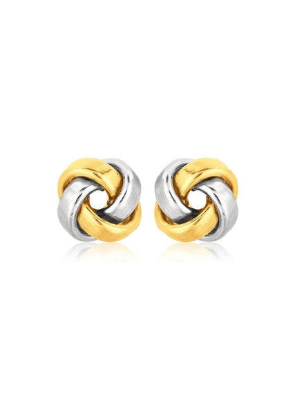 14k Two Tone Gold Square Love Knot Stud Earrings - Ellie Belle