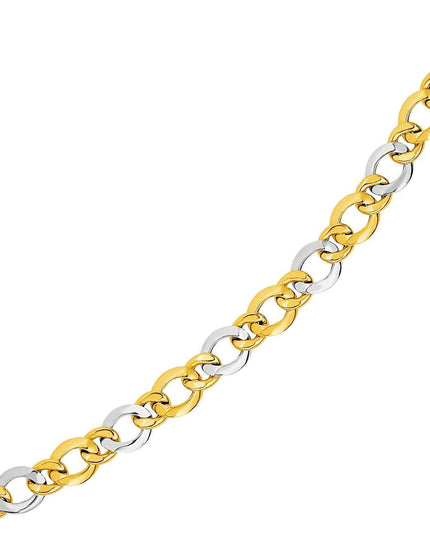 14k Two-Tone Yellow and White Gold Alternating Size Link Bracelet - Ellie Belle