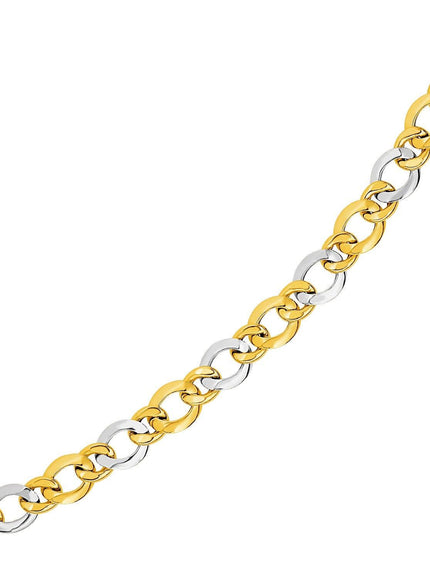 14k Two-Tone Yellow and White Gold Alternating Size Link Bracelet - Ellie Belle