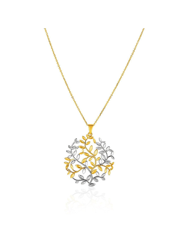 14k Two-Tone Yellow and White Gold Tree of Life Pendant - Ellie Belle
