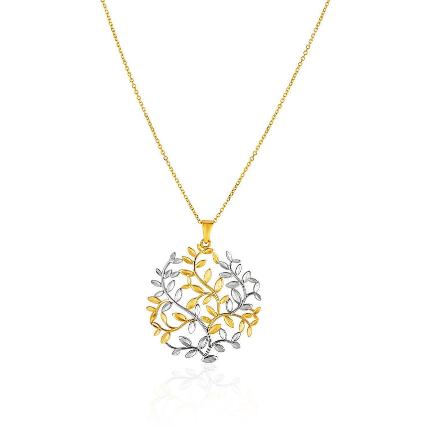 14k Two-Tone Yellow and White Gold Tree of Life Pendant - Ellie Belle