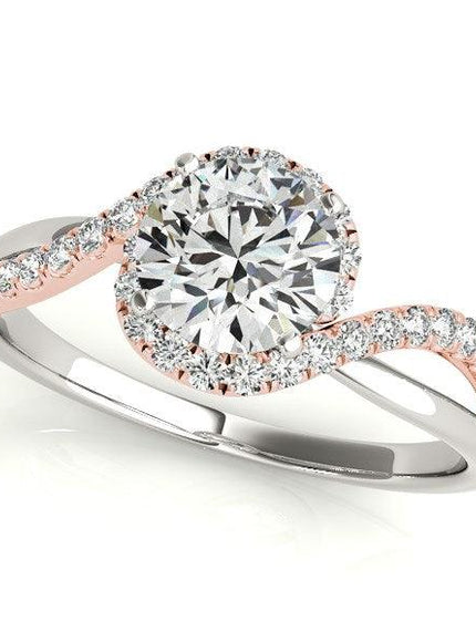 14k White And Rose Gold Bypass Band Diamond Engagement Ring (1 1/8 cttw) - Ellie Belle