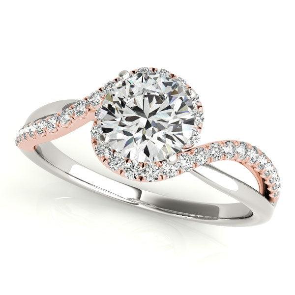 14k White And Rose Gold Bypass Band Diamond Engagement Ring (1 1/8 cttw) - Ellie Belle