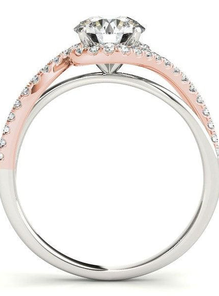 14k White And Rose Gold Bypass Band Diamond Engagement Ring (1 1/8 cttw) - Ellie Belle