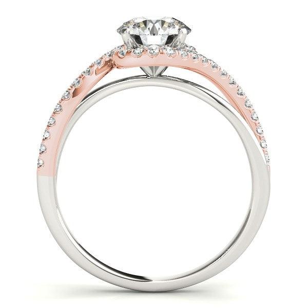 14k White And Rose Gold Bypass Band Diamond Engagement Ring (1 1/8 cttw) - Ellie Belle